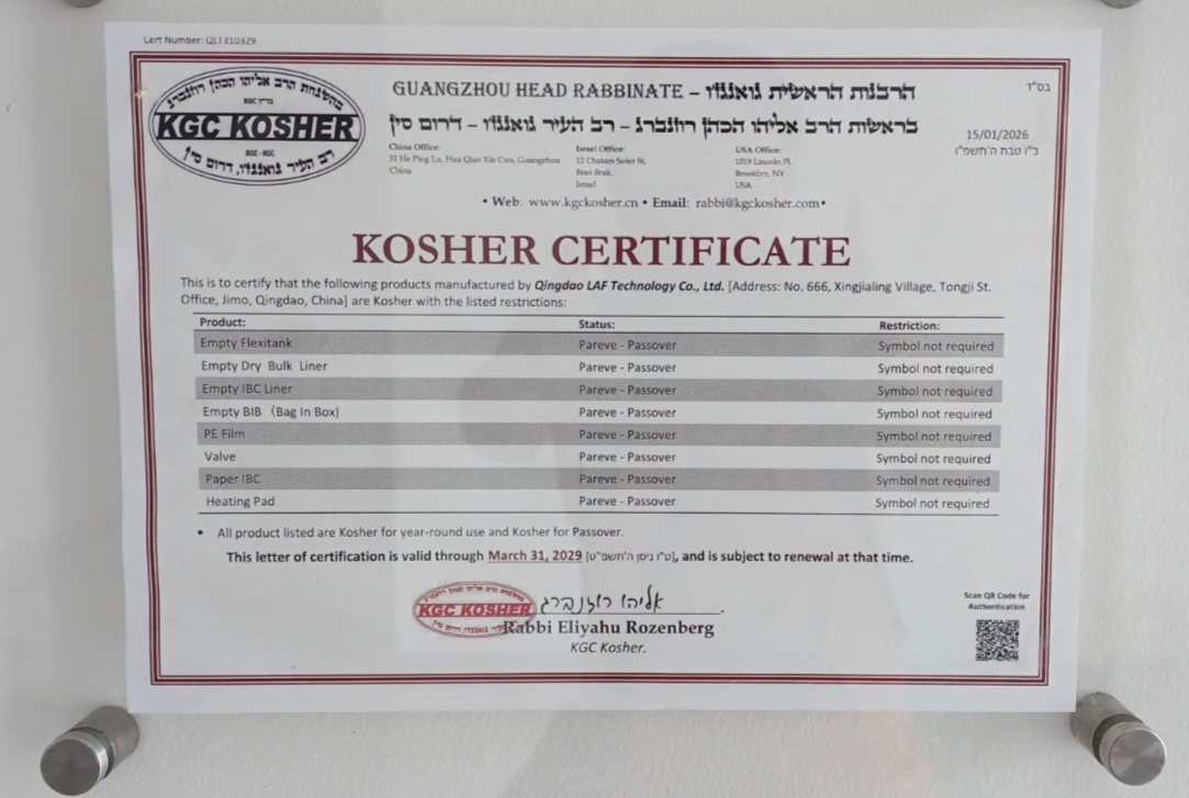 KGC Kosher Certificate